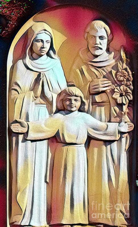 Holy Family Headstone Egyptian Sand Effect Poster featuring the photograph Holy Family Headstone Egyptian Sand Effect by Rose Santuci-Sofranko