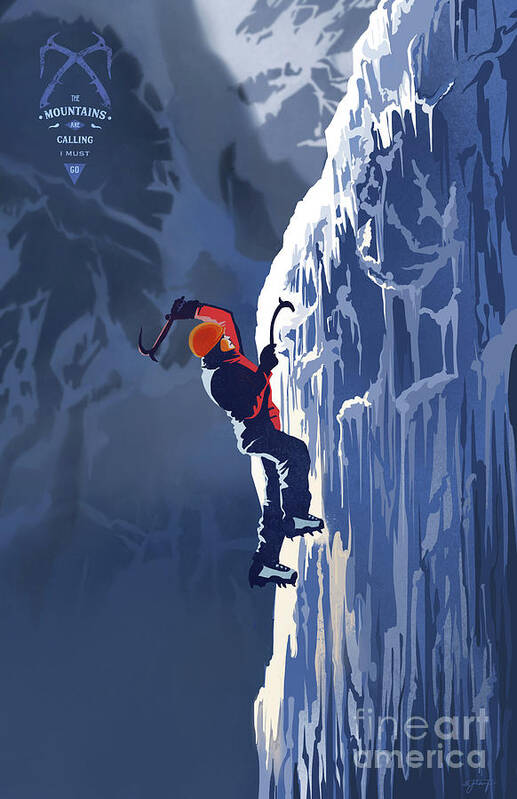 Ice Climbing Poster featuring the painting Ice Climber by Sassan Filsoof