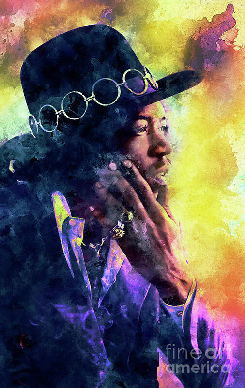 Musician Poster featuring the photograph Jimi Hendrix Fire by Franchi Torres