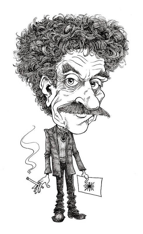 Caricature Poster featuring the drawing Kurt Vonnegut by Mike Scott