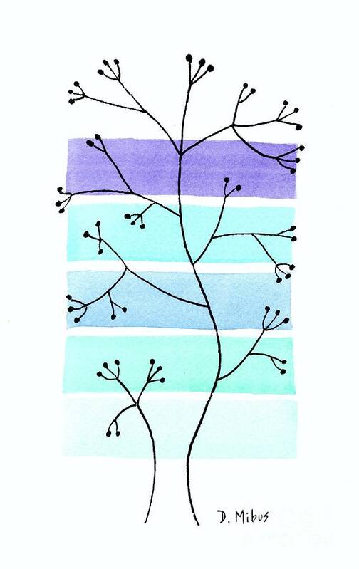 Mid Century Modern Poster featuring the painting Line Drawing Botanical 2 by Donna Mibus