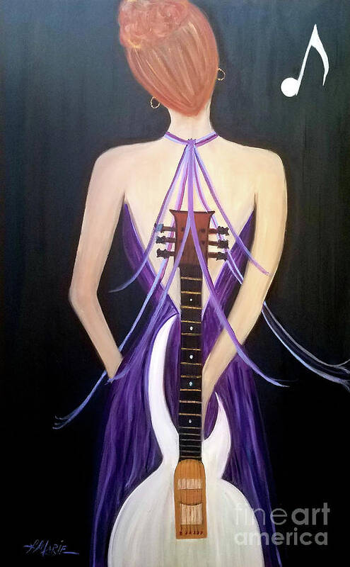 Guitar Poster featuring the painting Quiet Before The Storm by Artist Linda Marie