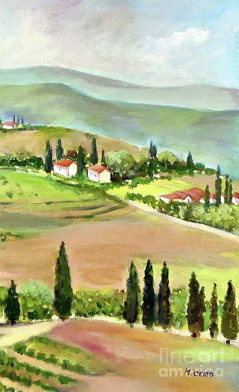 Landscape Poster featuring the painting Siena Countryside Right View by Mafalda Cento