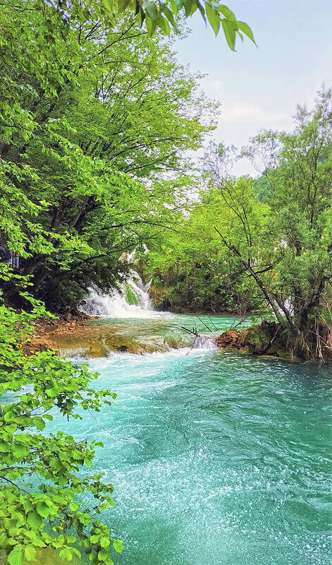 Waterfall Poster featuring the photograph Sunny Day at the Forest Waterfall by Alex Mir