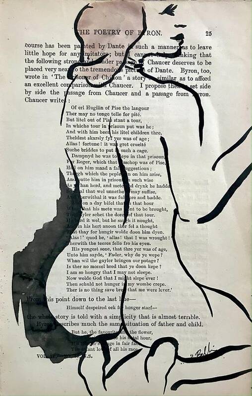 Life Drawing Poster featuring the drawing The Poetry of Byron by M Bellavia