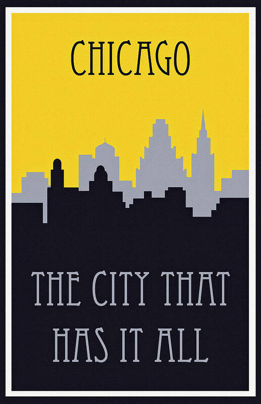 Chicago Poster featuring the photograph Vintage Travel Chicago Skyline by Carol Japp