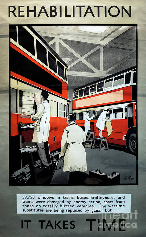 World War 2 Poster featuring the photograph World War 2 London Bus Rehabilitation Poster by M G Whittingham