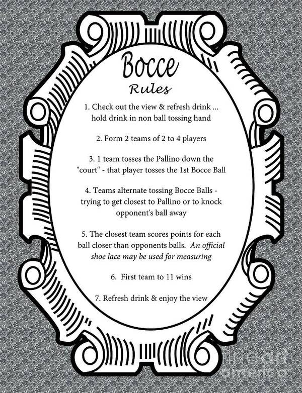 Bocce Rules Poster by Nancy Patterson