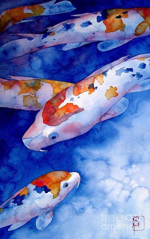 Watercolor Poster featuring the painting Koi by Robert Hooper