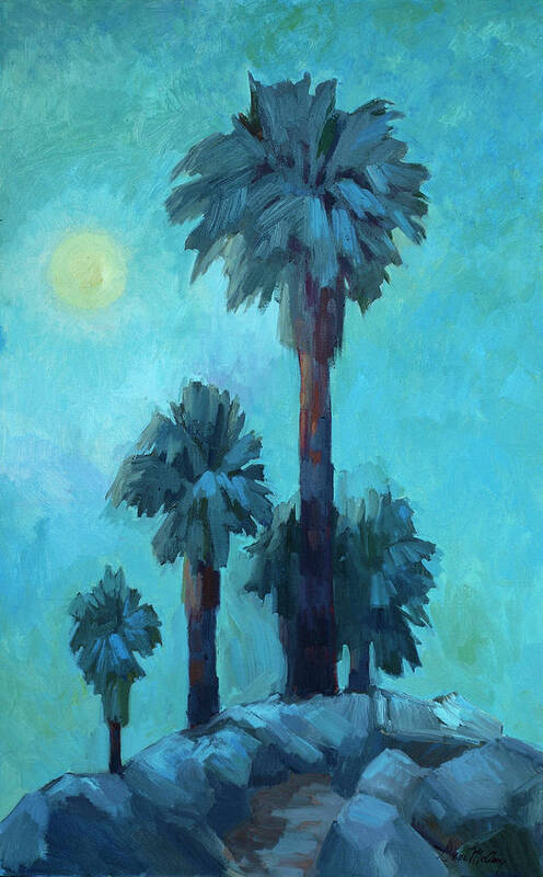 Moonrise Poster featuring the painting Moonrise and Palms by Diane McClary