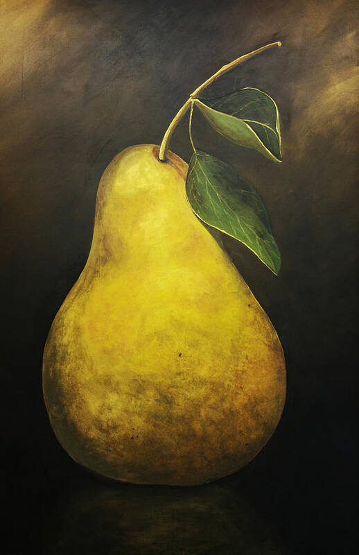 Pear Painting Poster featuring the painting Portrait of a Pear by Terri Meyer