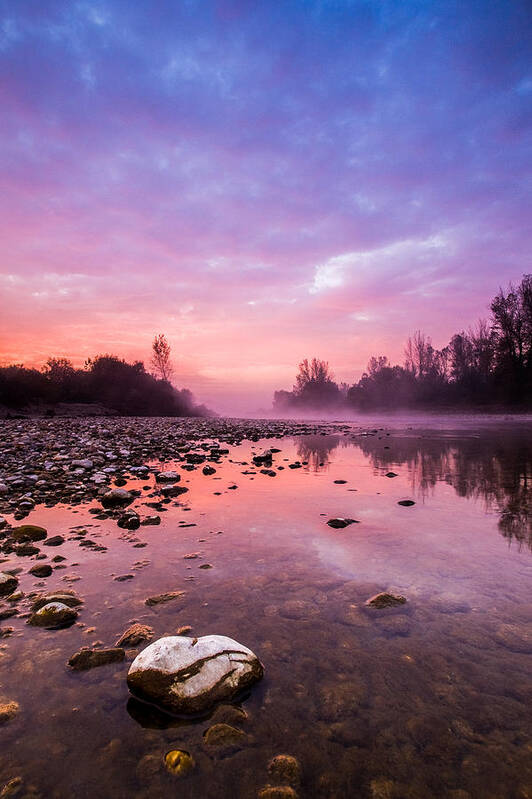Landscapes Poster featuring the photograph Purple Dawn by Davorin Mance