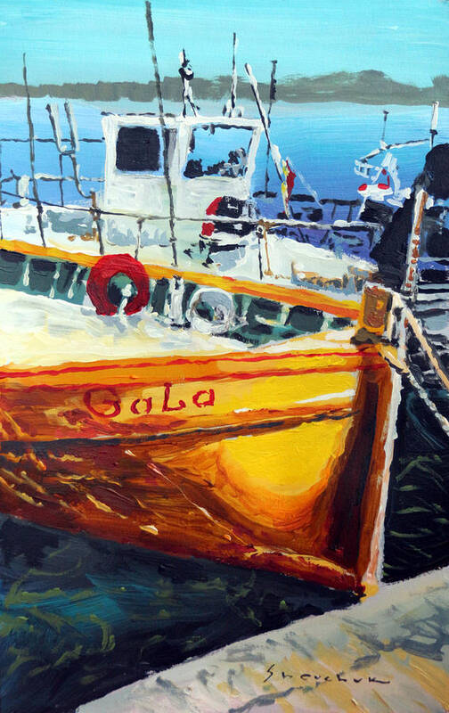 Acrylic On Paper Poster featuring the painting Spain Series 01 Cadaques Portlligat by Yuriy Shevchuk