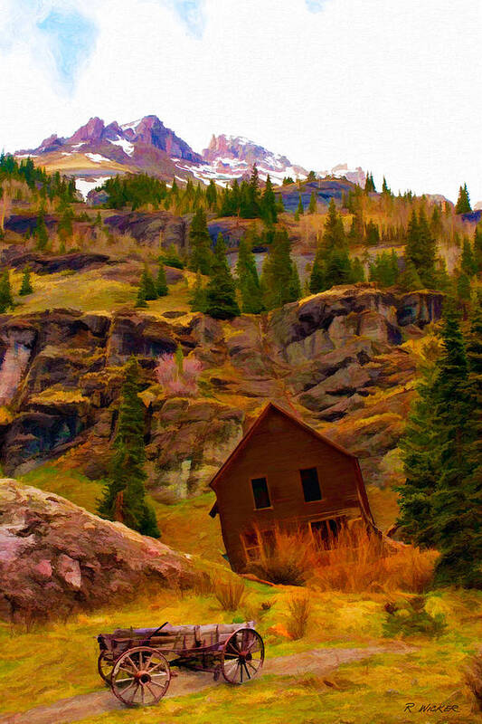 Rocky Mountains Poster featuring the digital art The Old Miners House by Rick Wicker