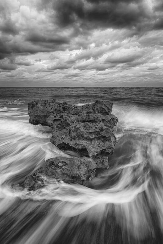 Black And White Poster featuring the photograph Whispering Rocks by Mike Lang