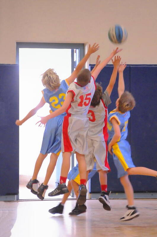 Basketball Poster featuring the photograph High Fives by Richard Omura