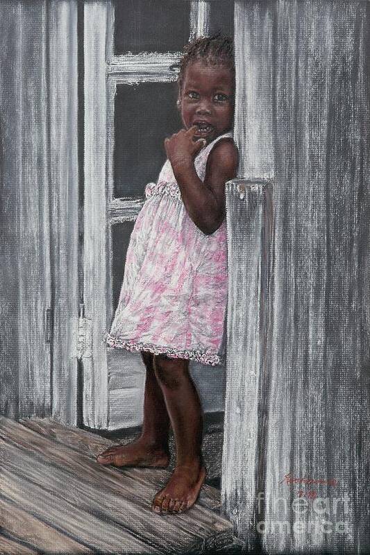 Lil' Girl In Pink Poster featuring the painting Lil' Girl in Pink by Roshanne Minnis-Eyma