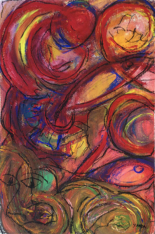 Katt Yanda Original Art Pastel Chalk Abstract Drawing Poster featuring the pastel Pisces Symbalic by Katt Yanda