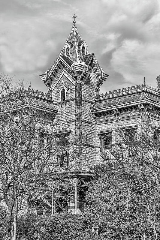 The Waggoner Mansion Poster featuring the photograph El Castile Black and White by JC Findley