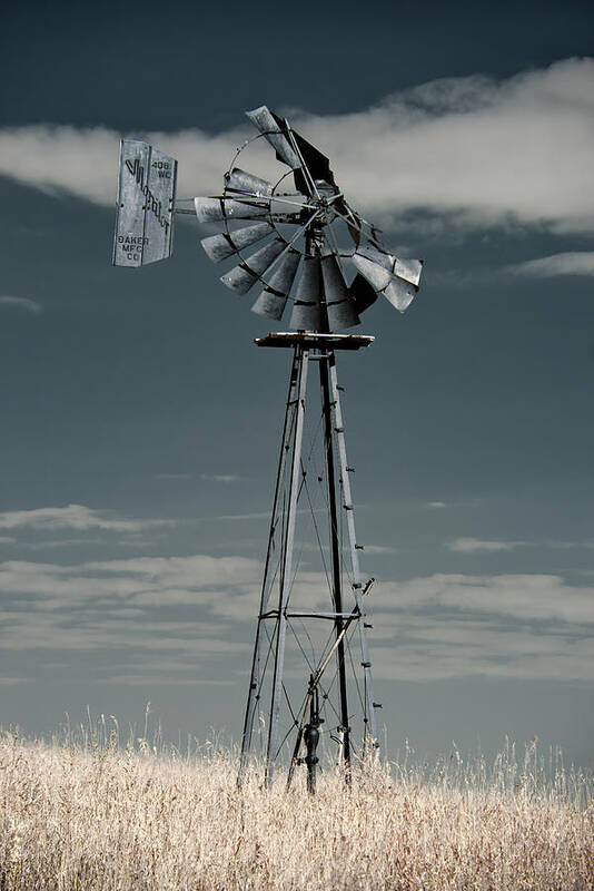Windmill Poster featuring the photograph Feeling Winded - 1 of 2 - broken Baker windmill on the ND prairie by Peter Herman