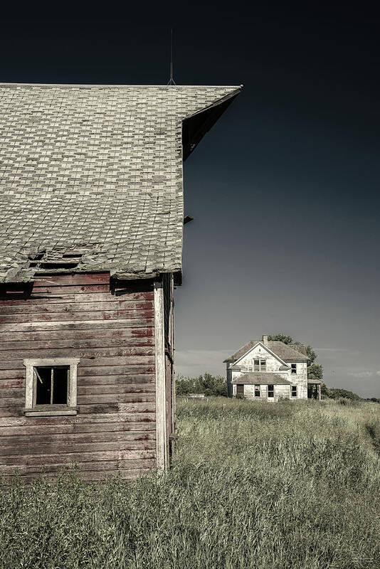 Abandoned Poster featuring the photograph Once Upon a Farm - Solberg homestead in Benson county ND by Peter Herman