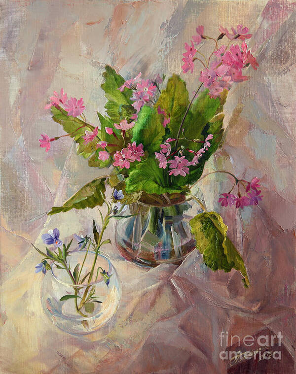 Flowers Poster featuring the painting Flowers #1 by Galina Gladkaya