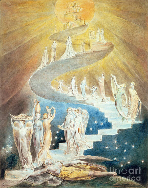Angels Poster featuring the painting Jacob's Ladder by William Blake