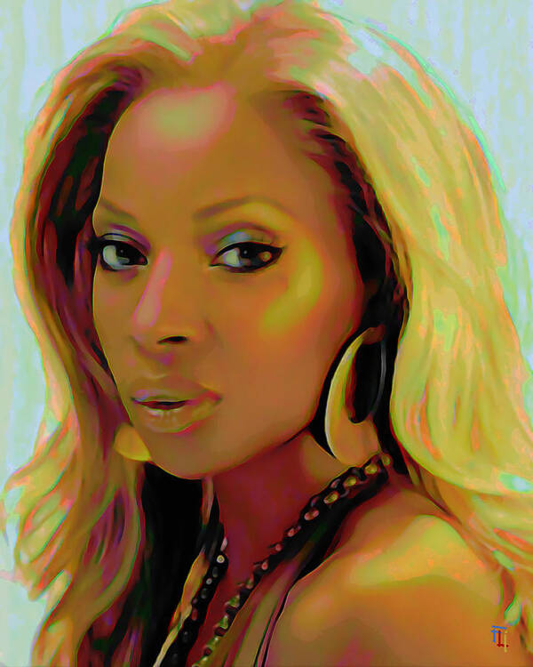 Mary J Blige Poster featuring the painting Mary J Blige by Fli Art
