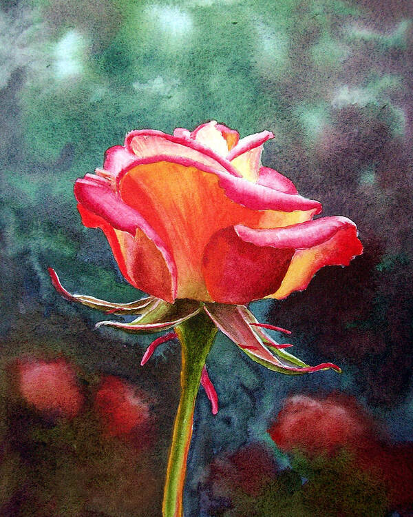 Rose Poster featuring the painting Morning Rose #1 by Irina Sztukowski