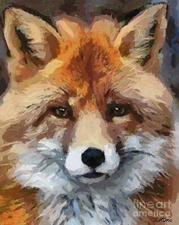 Expression Poster featuring the painting Red Fox #1 by Dragica Micki Fortuna