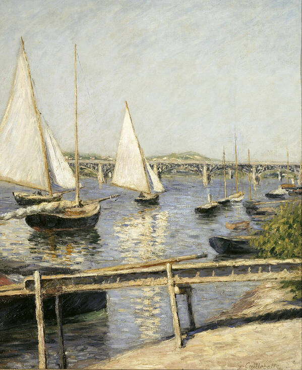 Gustave Caillebotte Poster featuring the painting Sailing Boats at Argenteuil #5 by Gustave Caillebotte