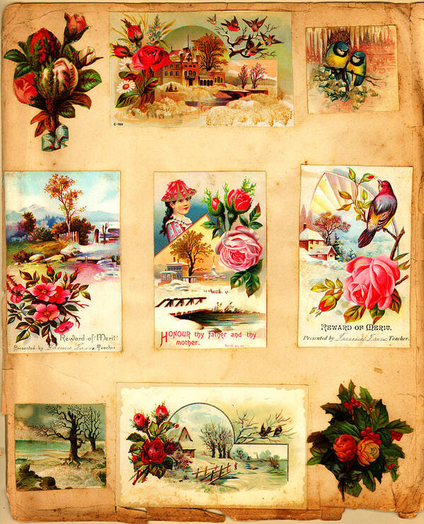 Vintage Post Card Poster featuring the mixed media Vintage Post Card by MotionAge Designs
