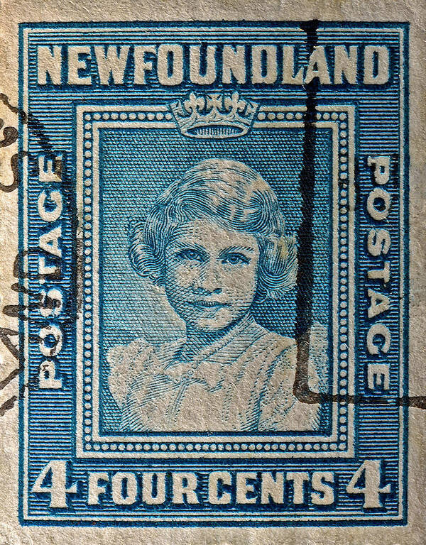 1938 Poster featuring the photograph 1938 Queen Elizabeth II Newfoundland Stamp by Bill Owen