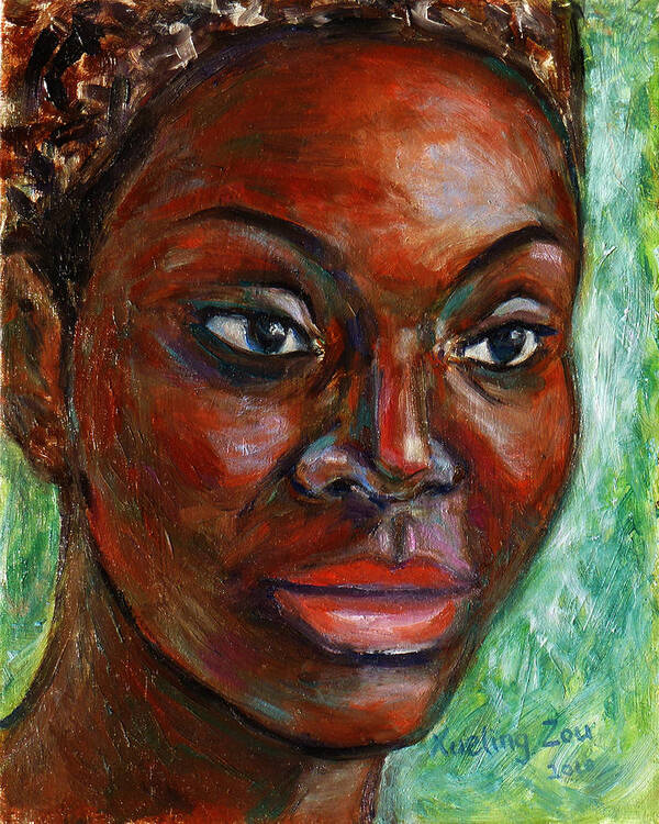 Woman Poster featuring the painting African Woman by Xueling Zou