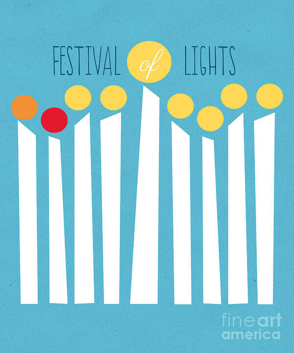 Menorah Poster featuring the mixed media Festival Of Lights #2 by Linda Woods