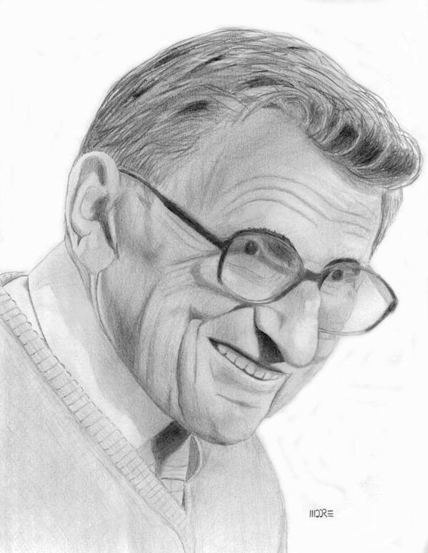 Joe Paterno Poster featuring the drawing Joe Paterno #2 by Pat Moore