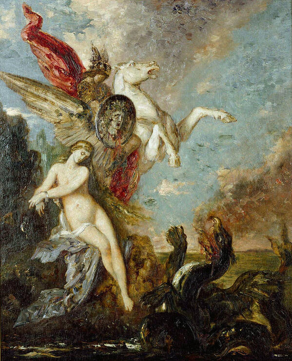 Gustave Moreau Poster featuring the painting Perseus and Andromeda #2 by Gustave Moreau