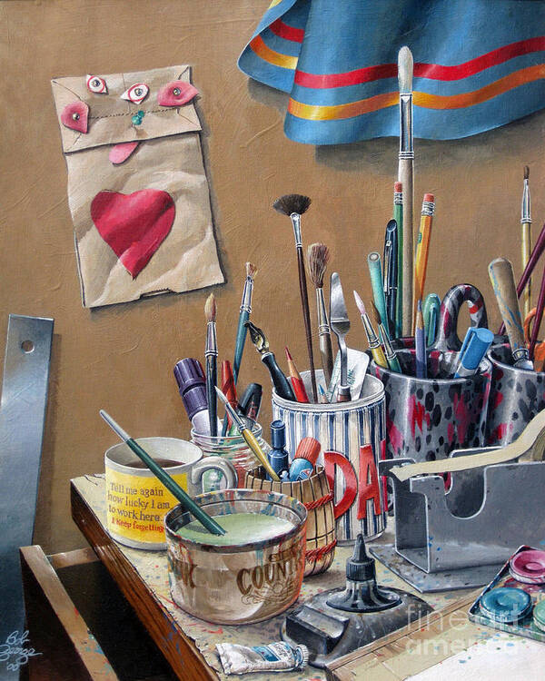 Still Life Poster featuring the painting Tools of the trade by Bob George