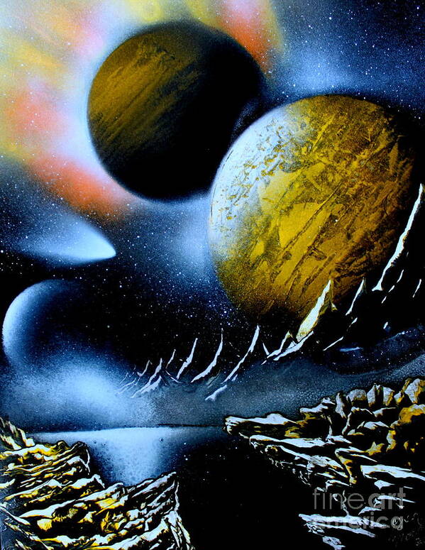 Art Poster featuring the painting 3 Planets 4683 E by Greg Moores