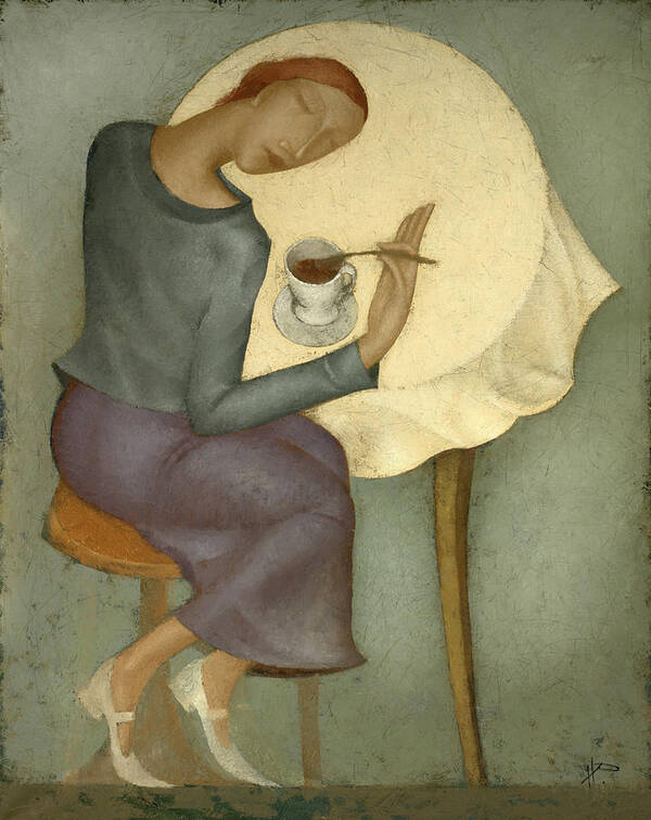 Morning Poster featuring the painting Morning Coffee #4 by Nicolay Reznichenko