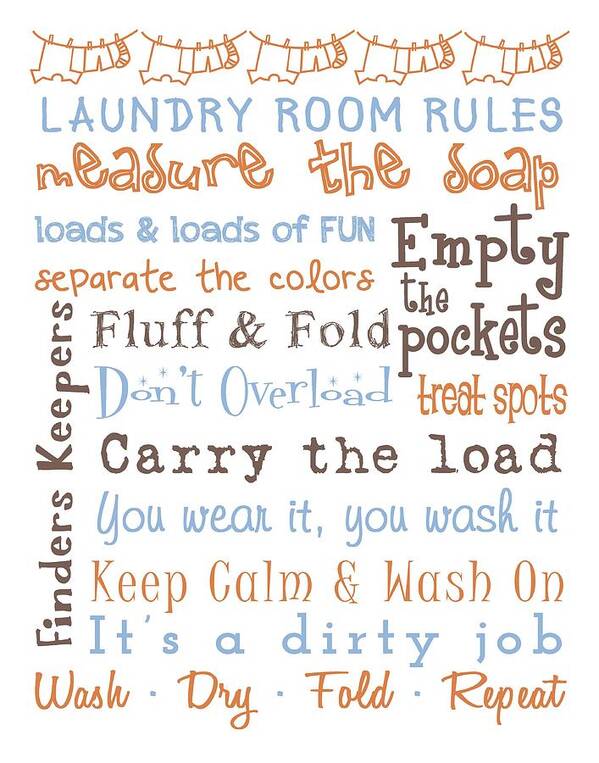 Art Poster featuring the digital art Laundry Room Rules Poster #5 by Jaime Friedman