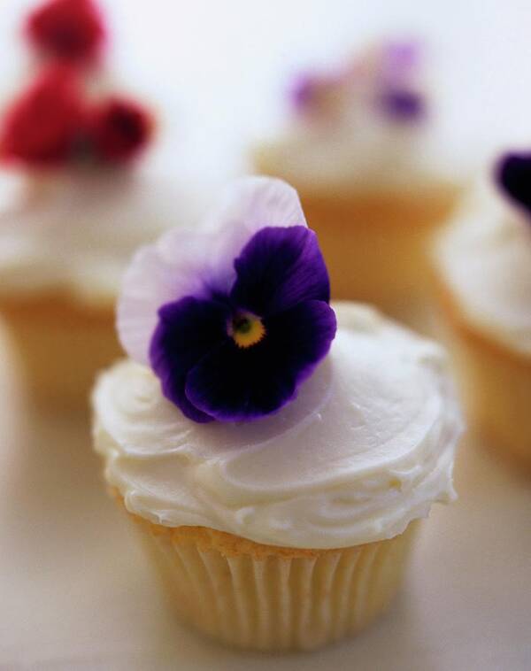 Bridal Poster featuring the photograph A Cupcake With A Violet On Top by Romulo Yanes