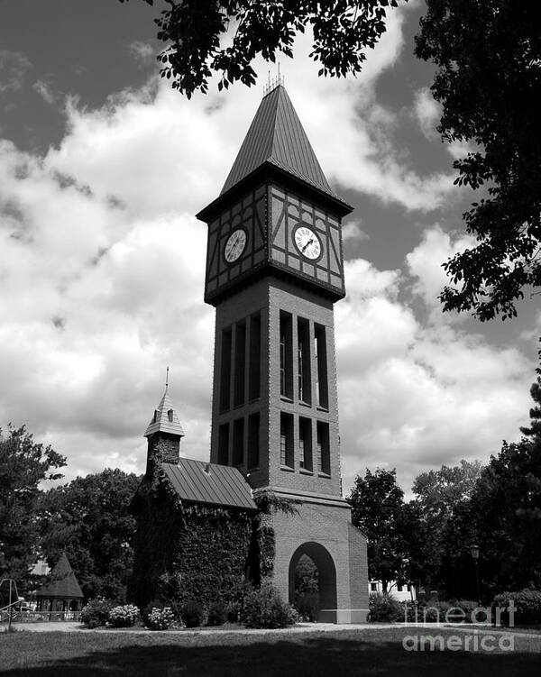 A German Bell Tower Poster featuring the photograph A German Bell Tower bw by Mel Steinhauer