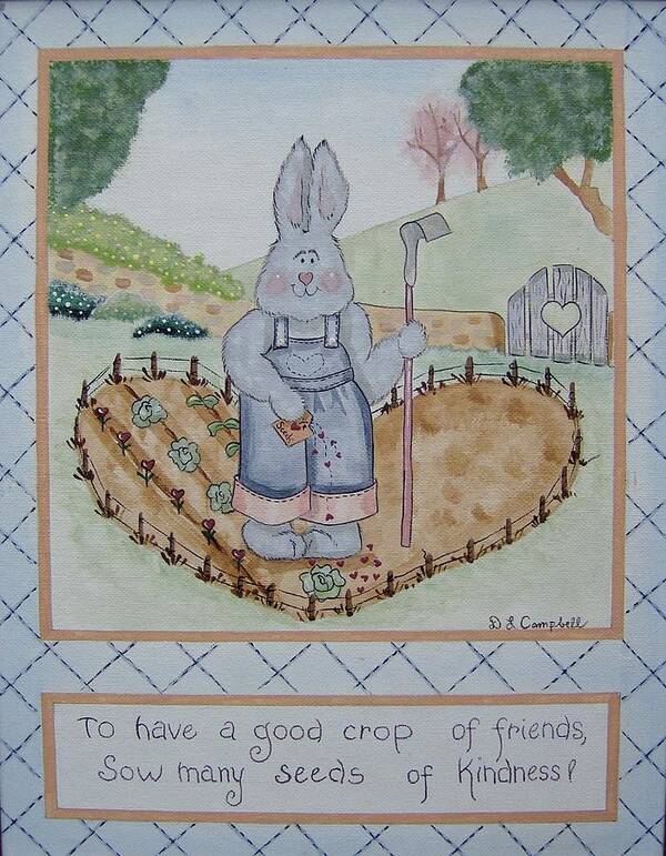 Rabbit Poster featuring the painting A Good Crop of Friends by Debra Campbell