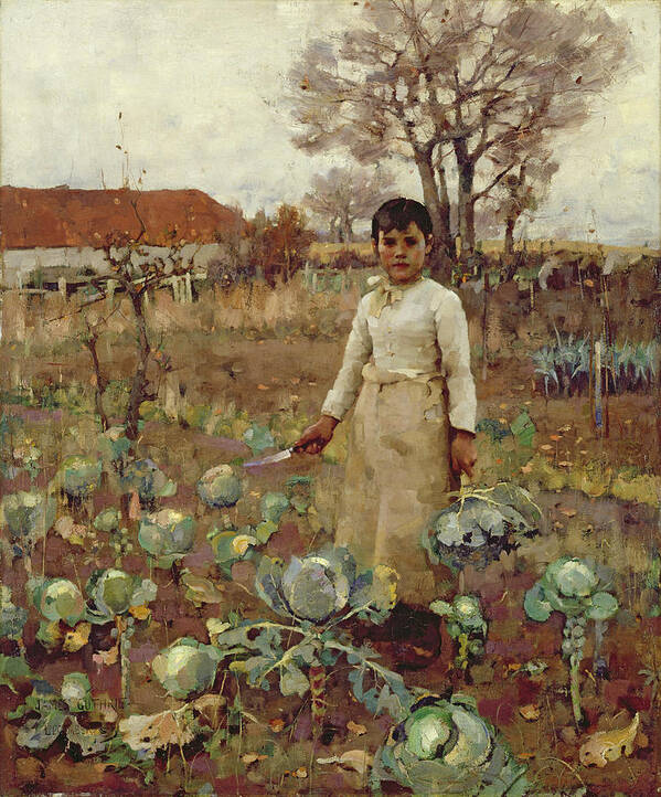 Farm-hand Poster featuring the photograph A Hinds Daughter, 1883 Oil On Canvas by James Guthrie