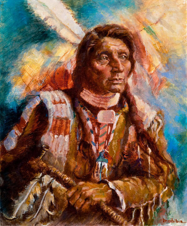 Native American Poster featuring the painting A Man of Peace by Ellen Dreibelbis