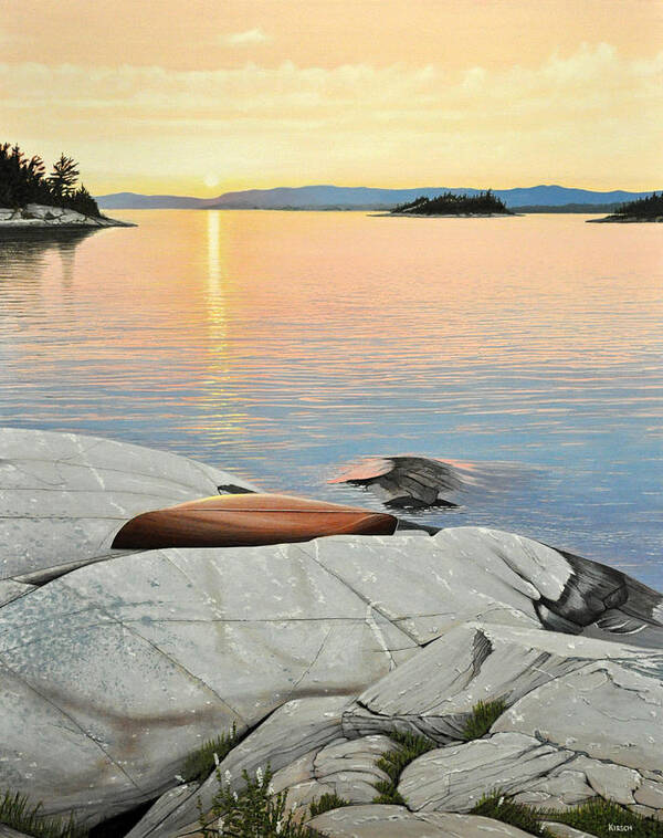 Canoe Poster featuring the painting A Quiet Time by Kenneth M Kirsch