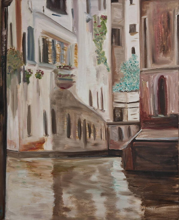 Waterscape Poster featuring the painting A Quiet Venice Canal by Chuck Gebhardt