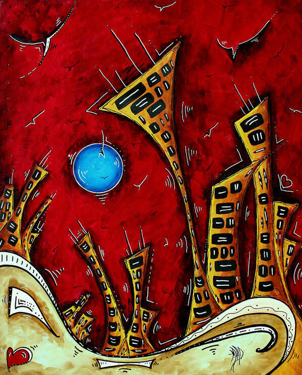 Abstract Poster featuring the painting Abstract City Cityscape Art Original Painting STAND TALL by MADART by Megan Aroon