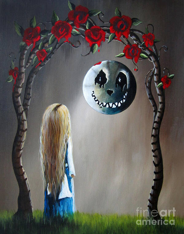 Alice In Wonderland Poster featuring the painting Alice In Wonderland Original Artwork - Alice And The Beautiful Nightmare by Moonlight Art Parlour